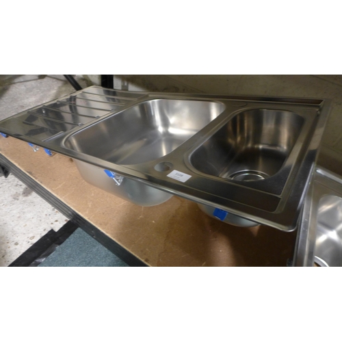 3108 - Andros 1.5 Bowl RVS Stainless Steel Sink with Drainer (500x1000) Original RRP £224.17  inc. vat 
 (3... 