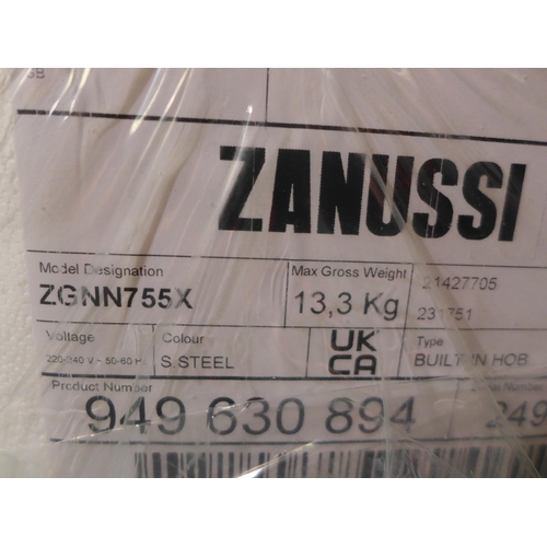 3118 - Zanussi 5 Burner Gas Hob H40xW744xD510  - model no ZGNN755X, Original RRP £265.83  inc. vat  (384-13... 