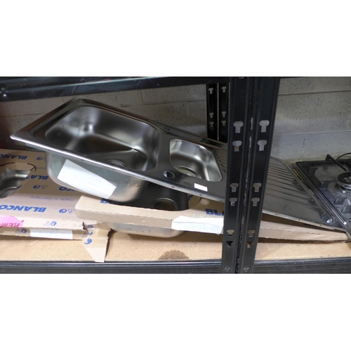 3133 - Two Stainless Steel Sinks with Drainers (389-79,157) * This lot is subject to VAT