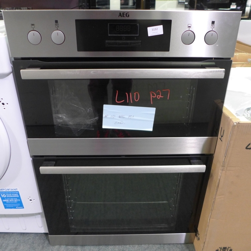 3192 - AEG  Built In Double Oven H888xW594xD568 - model no DEB331010M, Original RRP £557.5  inc. vat  (384-... 