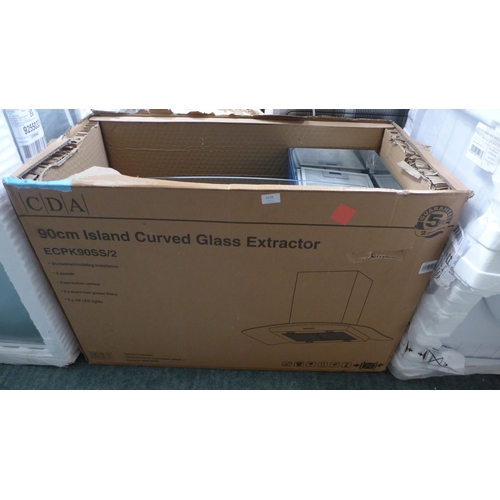 3239 - CDA 90cm Island Curved Glass Extractor (384-126)   * This lot is subject to vat