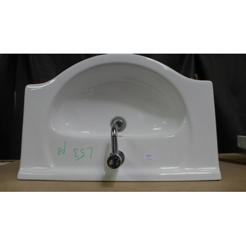 3272 - White Ceramic Vanity Sink with Chrome Mixer Tap (389-52) * This lot is subject to VAT