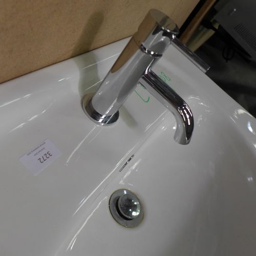 3272 - White Ceramic Vanity Sink with Chrome Mixer Tap (389-52) * This lot is subject to VAT