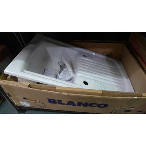 3297 - Blanco Ceramic Setura Sink with Drainer (389-94) * This lot is subject to VAT