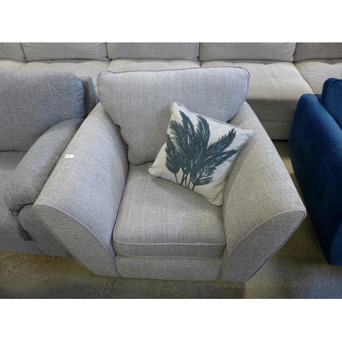 1494 - A pair of armchairs, one light grey, one dark grey upholstered