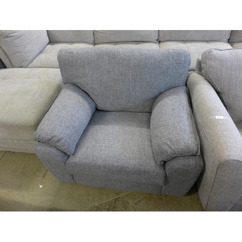 1494 - A pair of armchairs, one light grey, one dark grey upholstered