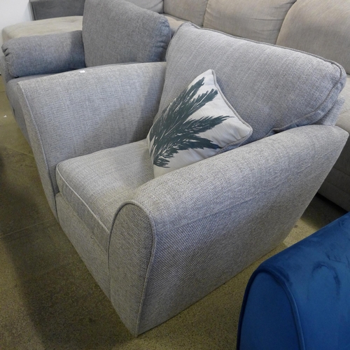 1494 - A pair of armchairs, one light grey, one dark grey upholstered