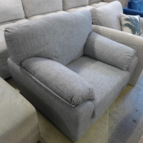 1494 - A pair of armchairs, one light grey, one dark grey upholstered