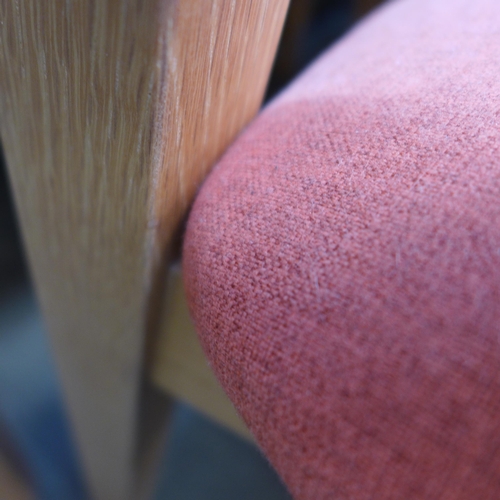 1538 - A set of four oak and red upholstered side chairs