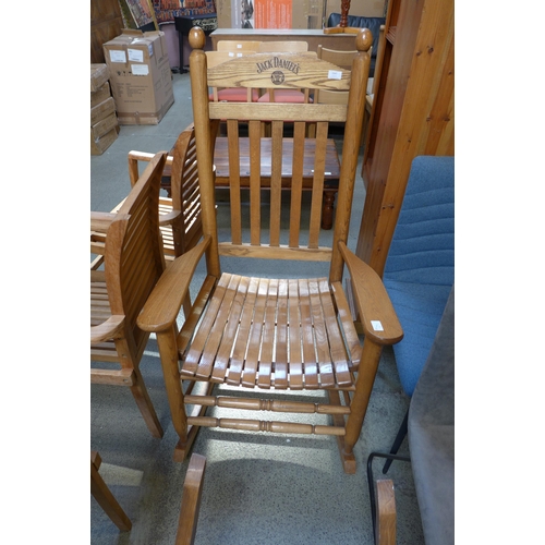 1547 - Hardwood Jack Daniels rocking chair