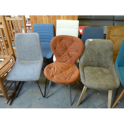 1548 - A miscellaneous lot of ten upholstered side chairs including velvet, fabric, leather, etc.