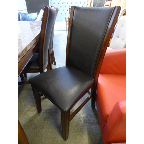 1552 - A marble top dining table with a set of six dining chairs