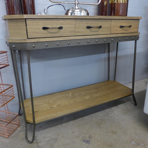 1317 - A wood and metal industrial style console table