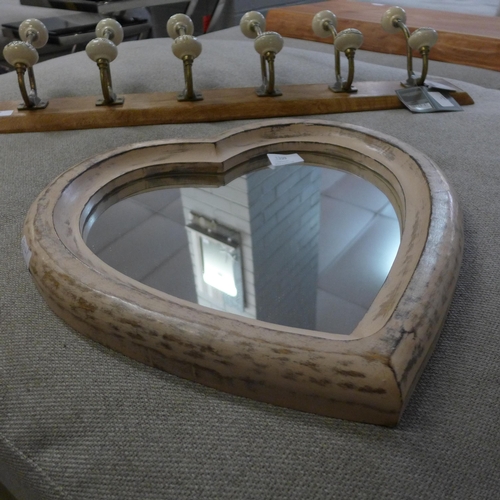 1399 - A hardwood love heart mirror