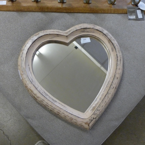 1399 - A hardwood love heart mirror