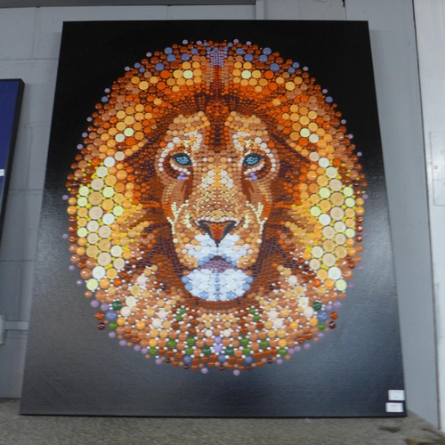 1426 - A hand painted Ben Meine pixel dot lion canvas, IW205 * this lot is subject to VAT