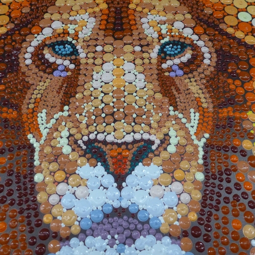 1426 - A hand painted Ben Meine pixel dot lion canvas, IW205 * this lot is subject to VAT