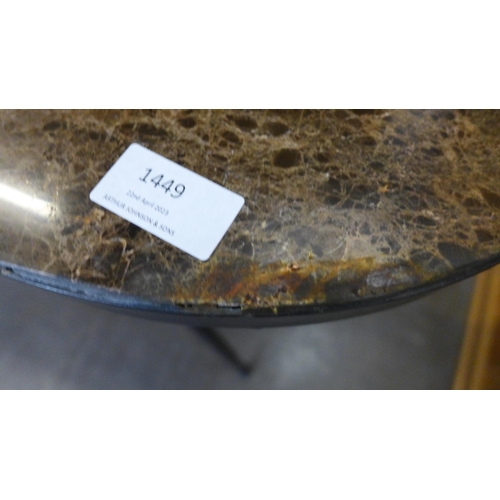 1449 - A quartz topped console table, small chip