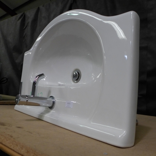 3272 - White Ceramic Vanity Sink with Chrome Mixer Tap (389-52) * This lot is subject to VAT