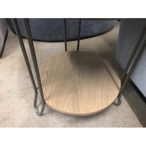 1356 - A circular wood and metal side table