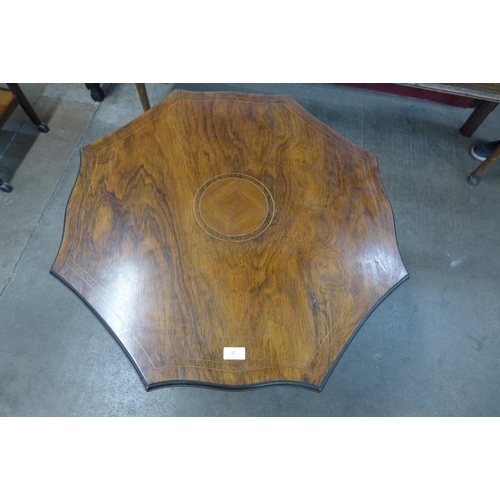 12 - A late Victorian inlaid rosewood octagonal centre table