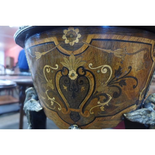 14 - A 19th Century French marquetry inlaid and ebonised jardiniere on stand