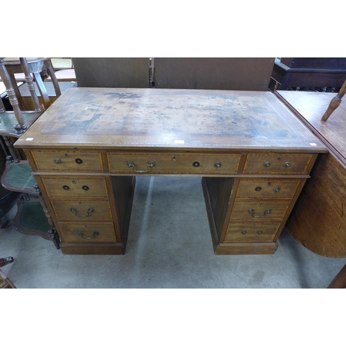 188A - An Edward VII inlaid mahogany pedestal desk