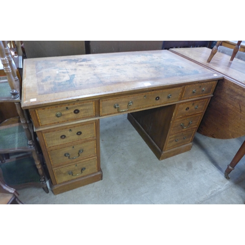 188A - An Edward VII inlaid mahogany pedestal desk