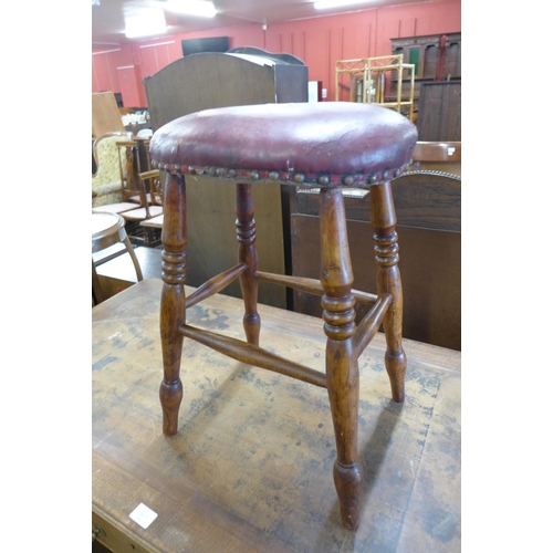 193 - A Victorian beech kitchen stool