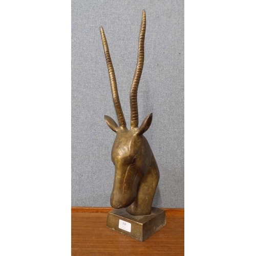 310 - An Art Deco style cast metal antelope bust