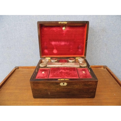 344 - A Victorian oak and mother of pearl inlaid lady's jewellery box