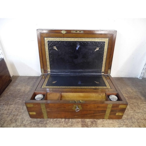 345 - A Victorian figured walnut and brass mounted writing slope