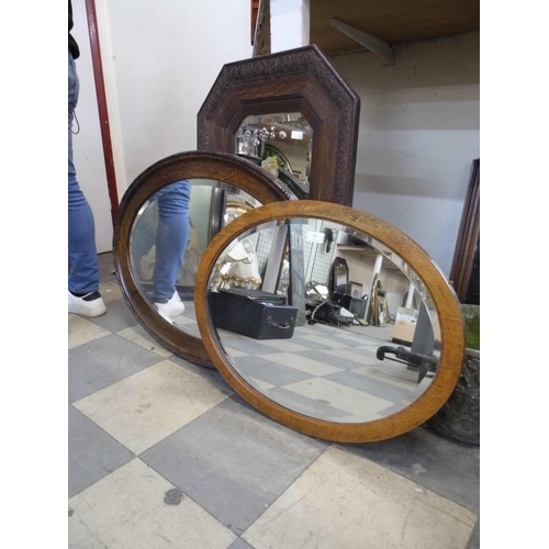 351 - Three oak framed mirrors