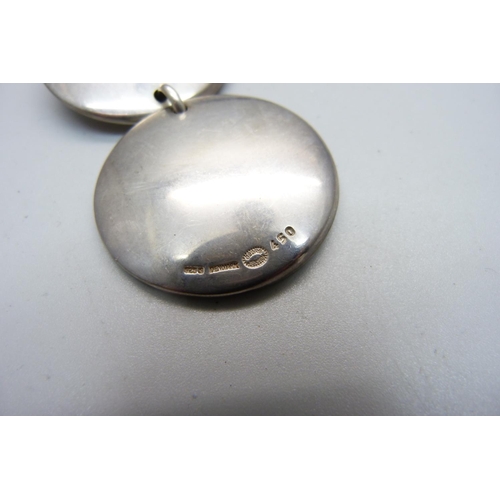 1009 - A silver Georg Jensen pendant and 'shoe string' chain with mount marked Georg Jensen