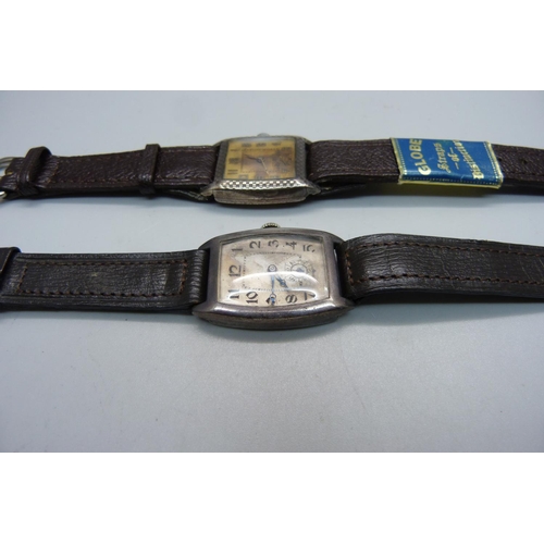 1019 - Two silver cased wristwatches