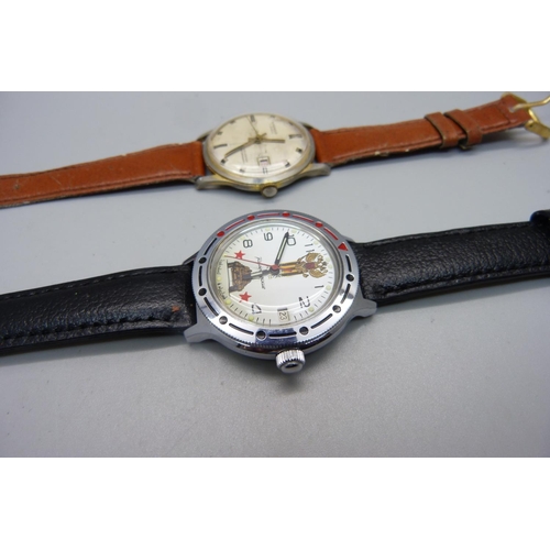 1022 - Two wristwatches, Russian and Spendid calendar