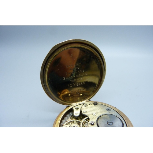 1032 - A rolled gold pocket watch, dial a/f