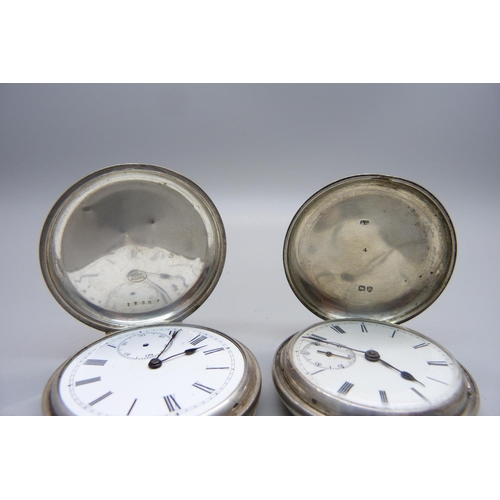 1039 - A fine silver full hunter pocket watch and a hallmarked silver full hunter pocket watch