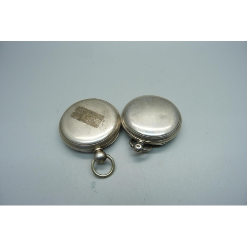 1039 - A fine silver full hunter pocket watch and a hallmarked silver full hunter pocket watch