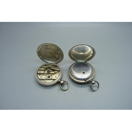 1039 - A fine silver full hunter pocket watch and a hallmarked silver full hunter pocket watch