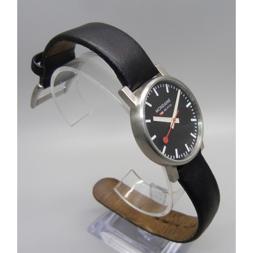 1043 - A Mondaine black dial wristwatch