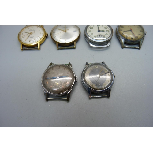 1046 - Six wristwatches, including Junghans with black dial and Oris, three lacking crowns