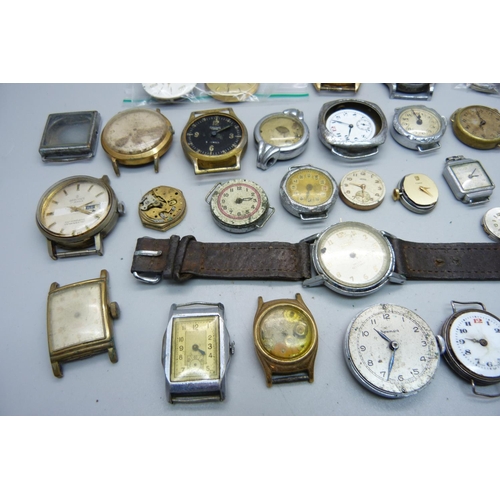 1079 - A collection of vintage watches and watch movements