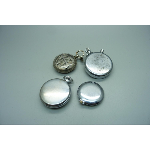 1084 - Two pocket watches, a stop watch and a pedometer