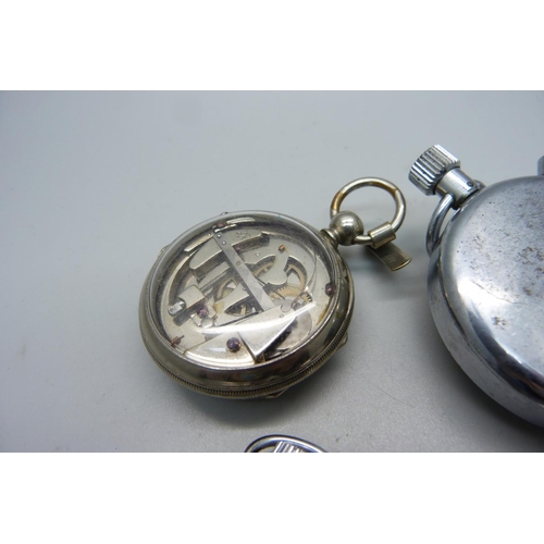 1084 - Two pocket watches, a stop watch and a pedometer