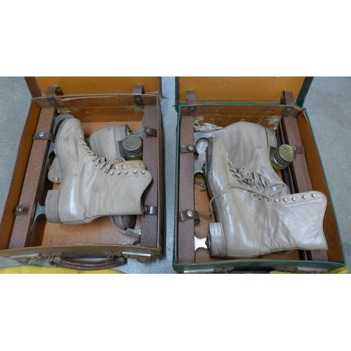 1153 - Two pairs of vintage Hudora ice skating boots, cased  **PLEASE NOTE THIS LOT IS NOT ELIGIBLE FOR POS... 