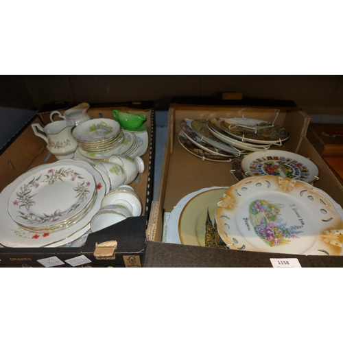 1158 - Two boxes of mixed china, collectors plates, Royal Tuscan four setting tea set, etc.  **PLEASE NOTE ... 