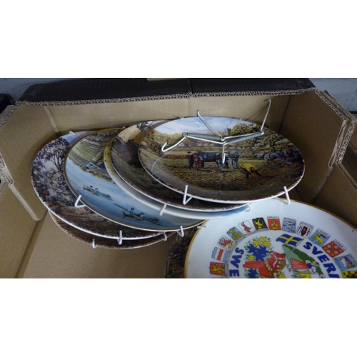 1158 - Two boxes of mixed china, collectors plates, Royal Tuscan four setting tea set, etc.  **PLEASE NOTE ... 