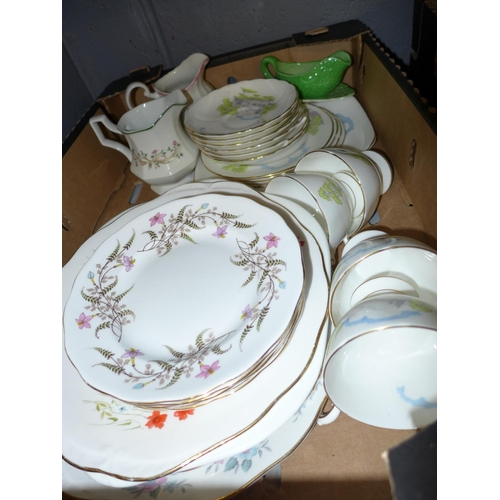 1158 - Two boxes of mixed china, collectors plates, Royal Tuscan four setting tea set, etc.  **PLEASE NOTE ... 