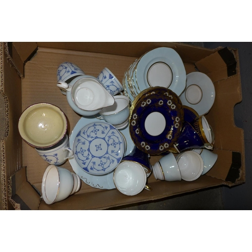 1160 - A box of teawares including Meissen cups and saucers  **PLEASE NOTE THIS LOT IS NOT ELIGIBLE FOR POS... 